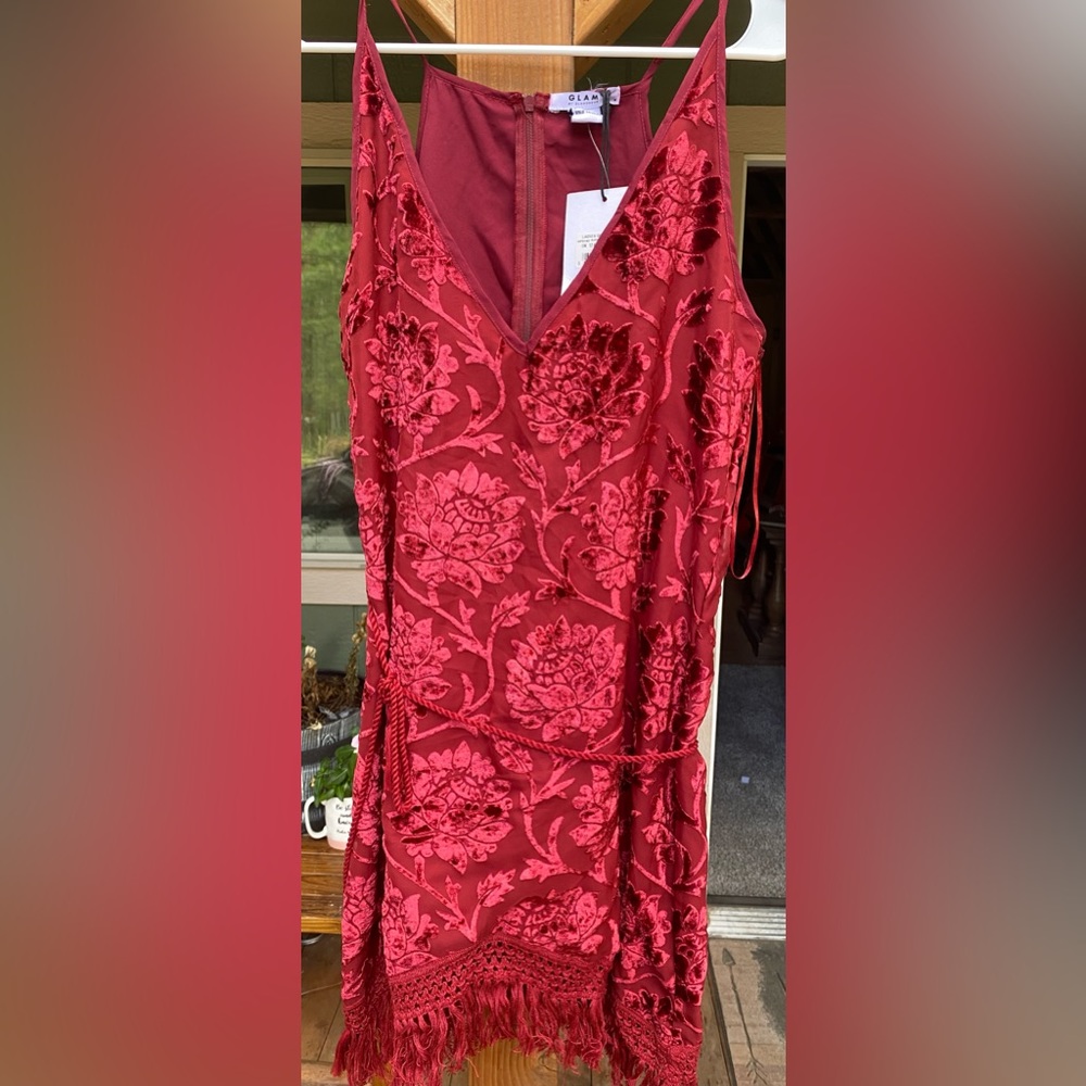 GLAM - Vintage Style Spaghetti Strap Mini Dress
